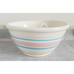 Vintage 8" McCoy Blue and Pink Stripe Mixing Bowl